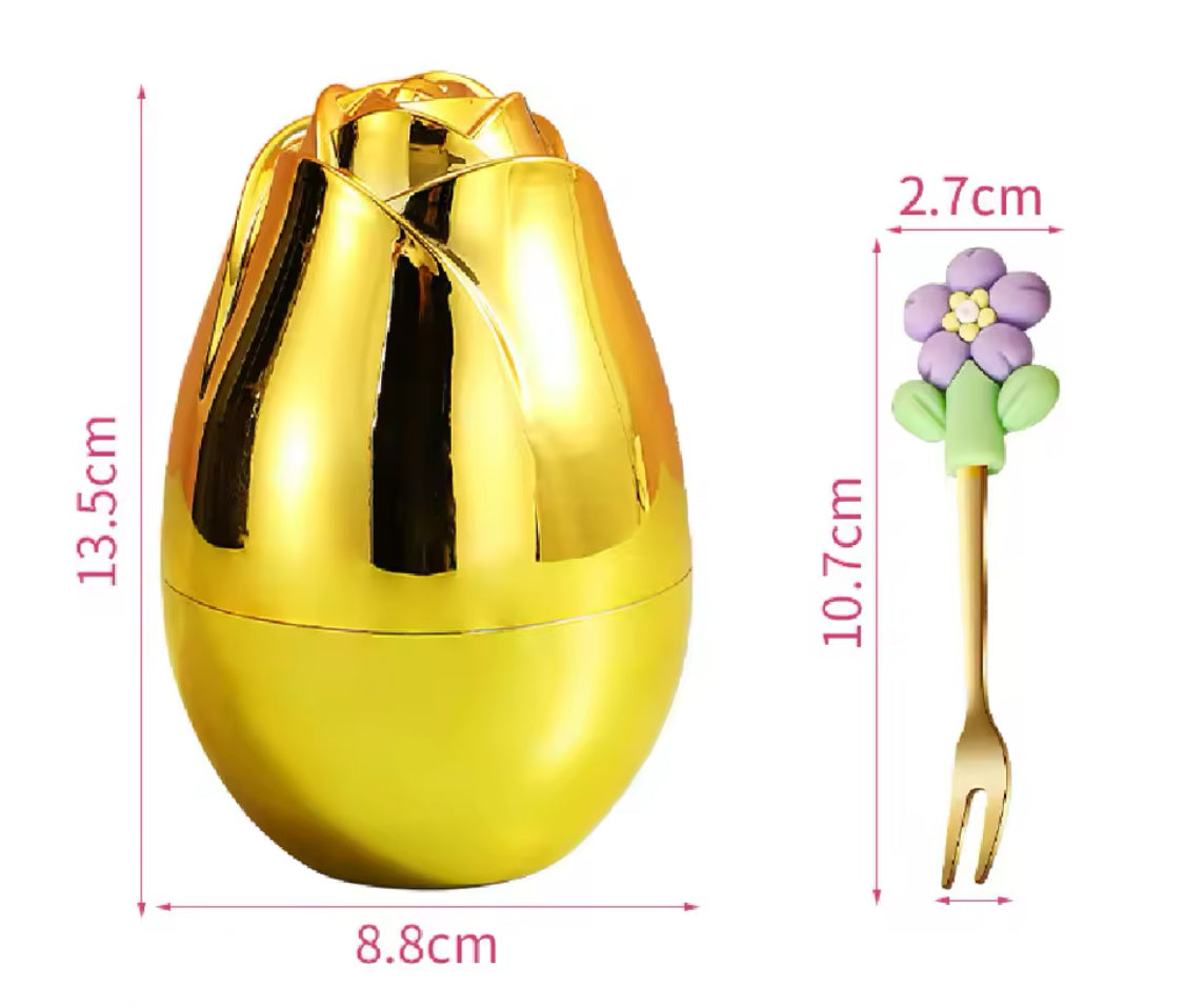 Flower Shape Eggshell Fruit Fork Set, Stainless Steel Fruit Fork, Cute Creative Party Decoration Fruit Fork Flower Shape Eggshell Fruit Fork Set, Stainless Steel Fruit Fork, Cute Creative Party Decoration Fruit Fork
